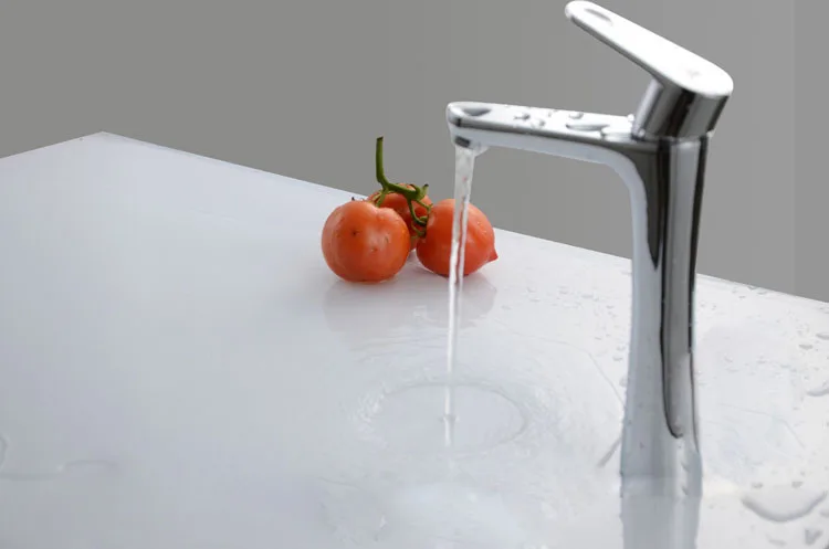 

Deck Mounted Solid Brass Chrome Finish Single handle Hot and Cold Bathroom Sink Faucet Mixer Tap Vanity Basin Faucet