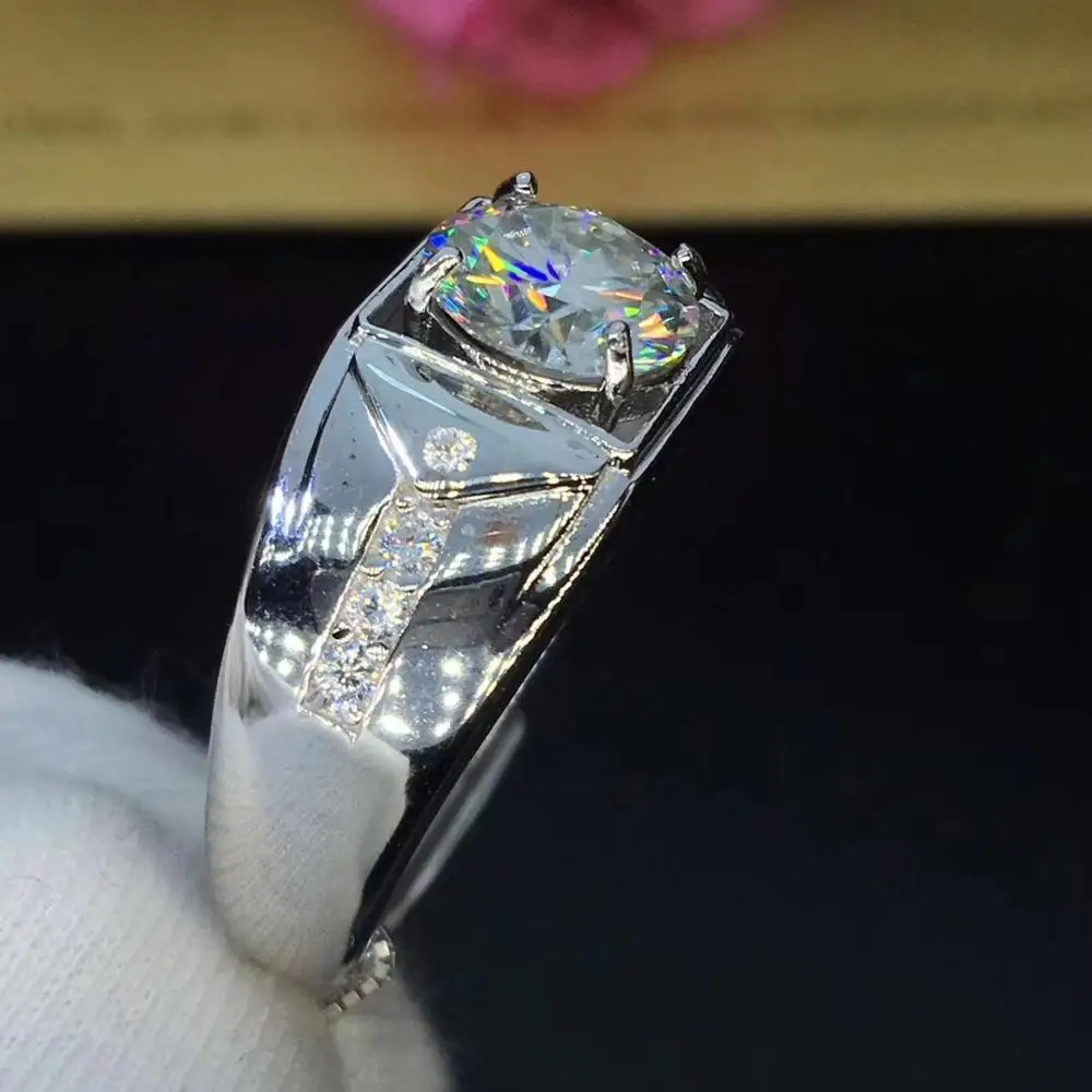 Круглое серебряное Moissanite кольцо 2ct 8 00 мм D VVS Роскошные Weding кольца для
