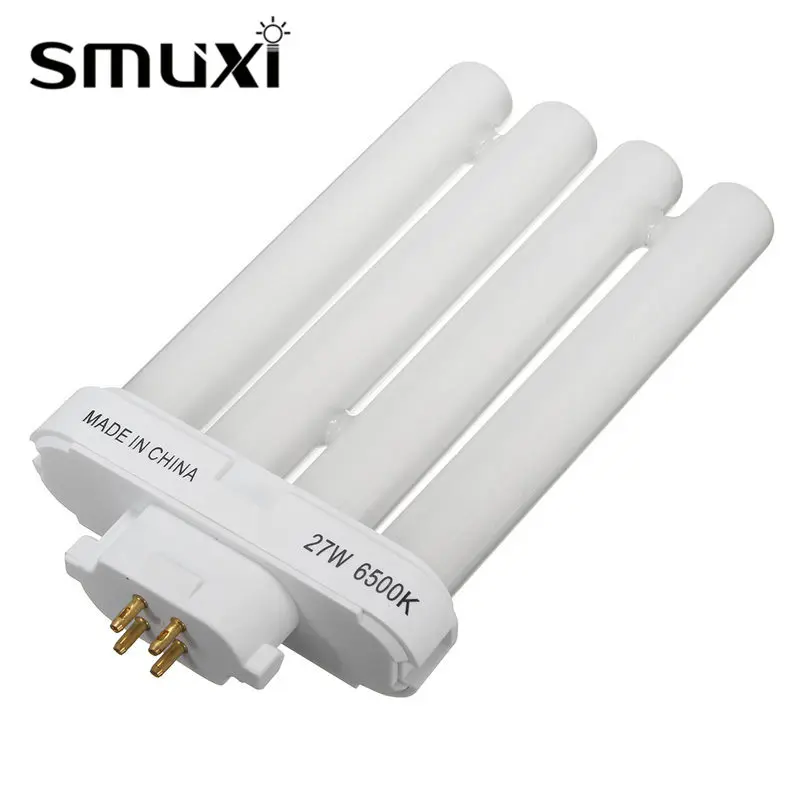 Smuxi 27W Компактный Флуоресцентный светильник, 4 ряда, светильник, лампочка, 4-контактная трубка, энергосберегающая лампа, лампа, чистый белый 6500 K, светильник ing AC220V