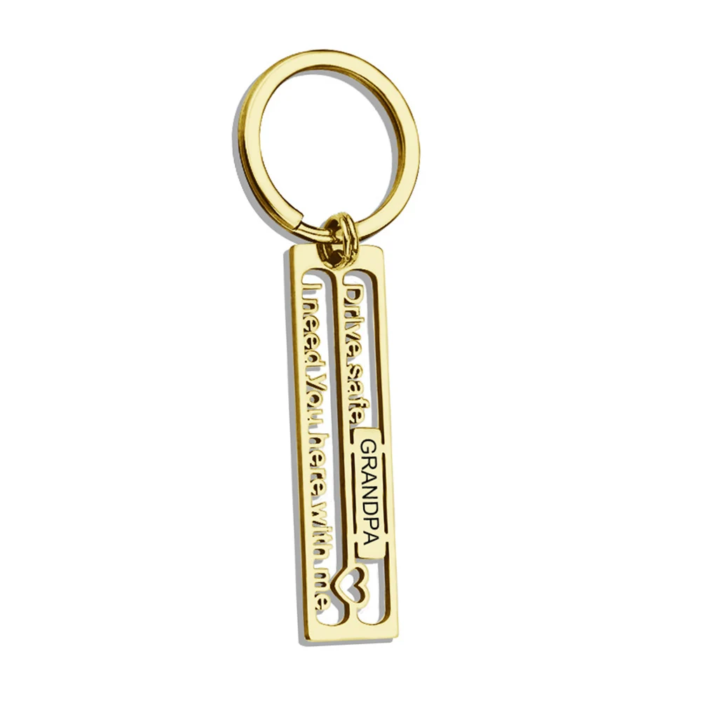 Customized Hollow Keychain Hand-carved Carved Letters Family Key Ring Stainless Steel Private Custom DIY Jewelry Gift 12x50mm |