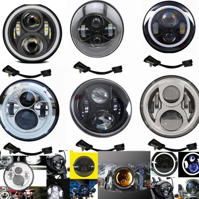 

1pcs LED Headlights 7" 7 inch Round Motorcycle Driving Light for Harley Davidson moto Motorcycle Touring Electra Glide