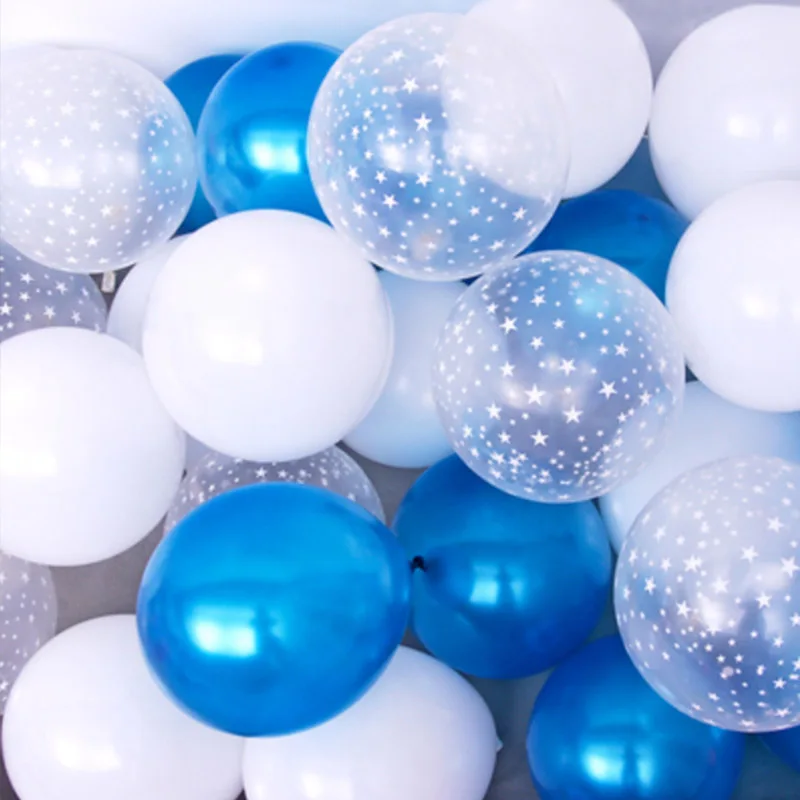 20 шт./лот, розовые прозрачные круглые шары со звездами, прозрачные шары из латекса с гелием для вечеринки в честь Дня Рождения, Детские шары для свадьбы, Декор - Цвет: Blue White clear