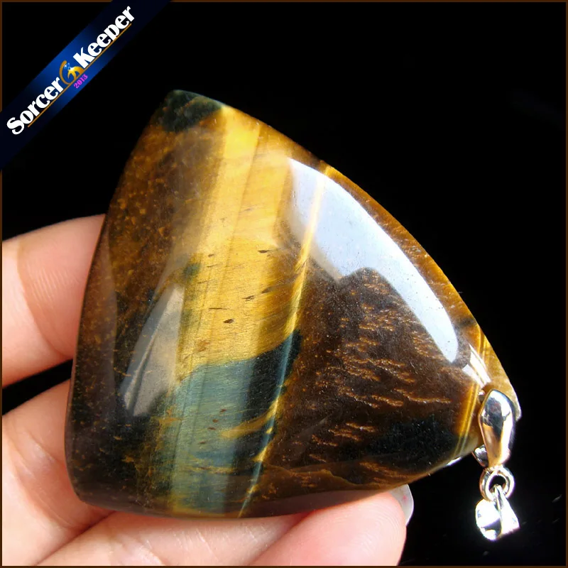 

Natural Blue Tiger Eye Stone Pendants Charms Jewelry DIY Necklace Beads for Man / Leather Chain & Flannel Bags as a gift RS270