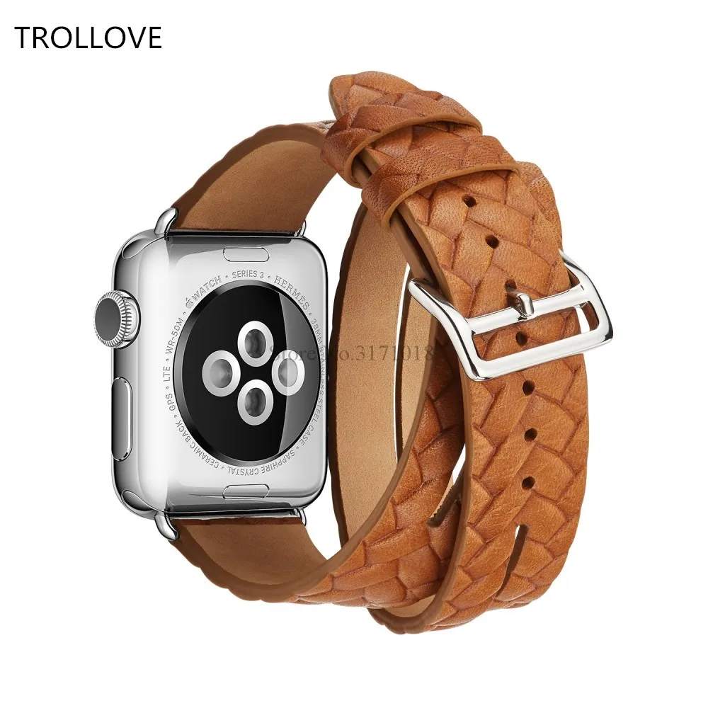 Кожаный ремешок с двойной пряжкой для часов Apple Watch 38 мм 42 мм, ремешок для часов, браслет серии 3 2 1 38 42 мм
