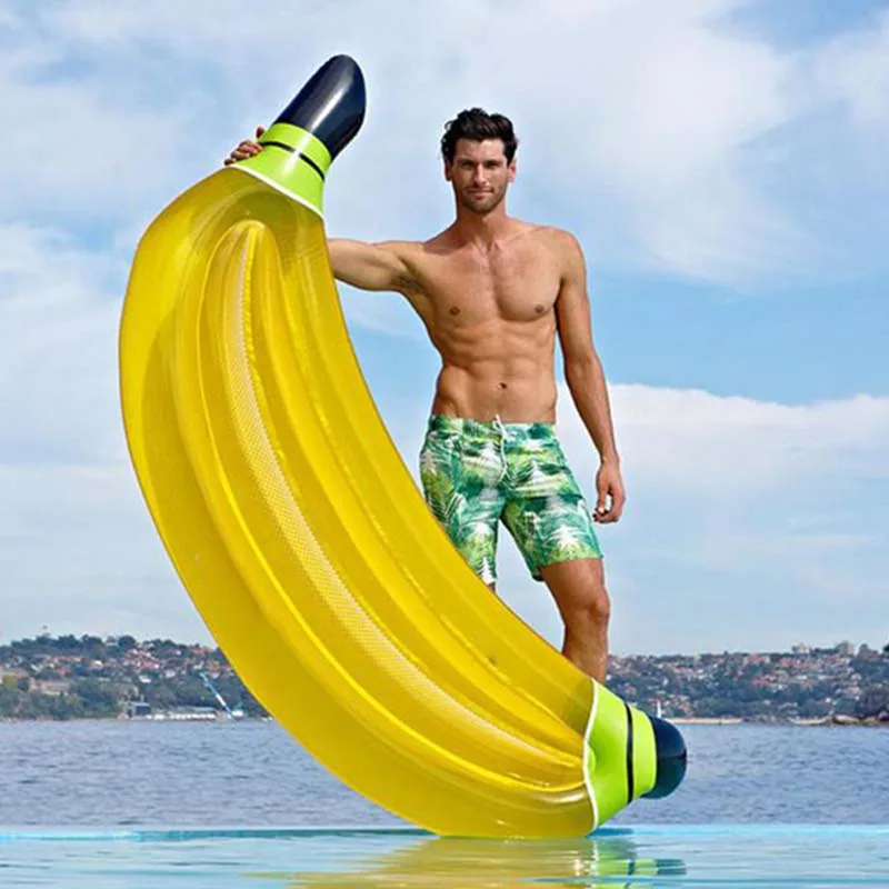 180CM Yellow Inflatable Banana Pool Rafts Giant Floats For Adult Pool