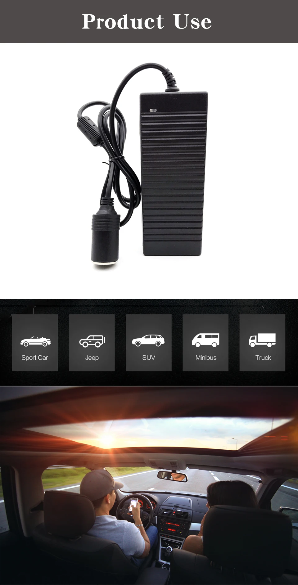12V 10A Car Cigarette lighter Power AC adapter for Air pump Vacuum Cleaner Air Purifiers DC Power Converter Adaptor Inverter (4)