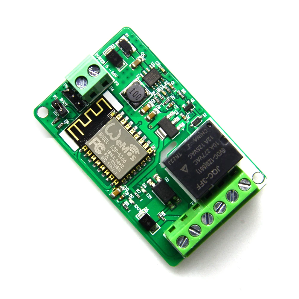 

1pcs 1 channel New Arrival 1Pcs Green ESP8266 10A 220V Network Relay WIFI Module Input DC 7V~30V 65x40x18mm Modules