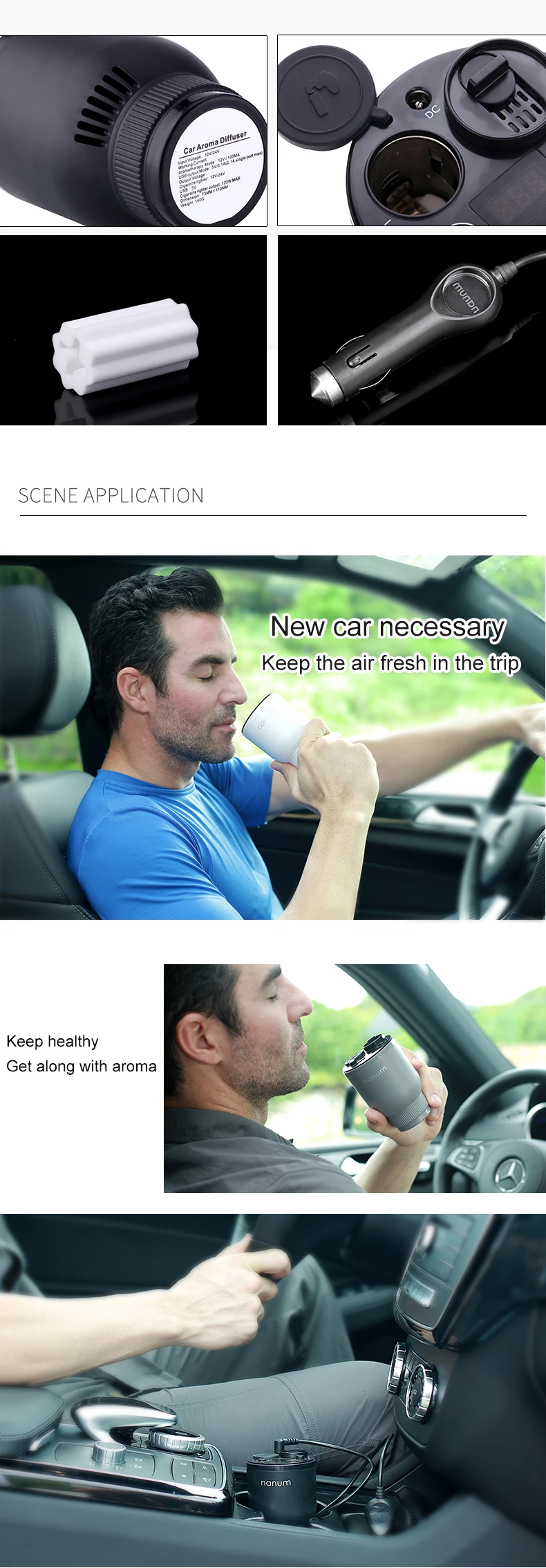 Car Aroma Cup Car Humidifier Car Charger Aroma Diffuser Car Energy Cup Car Air Purifier  (7)