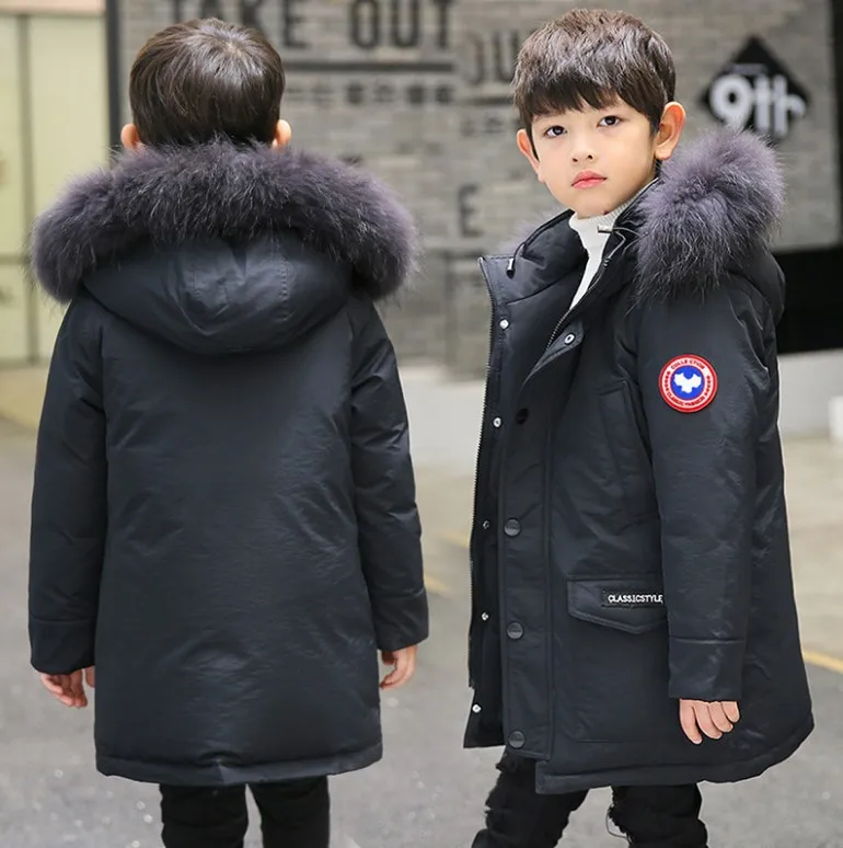 

Children's down jacket boys in the long section 2018 new big children Korean version of the thick winter coat large fur collar