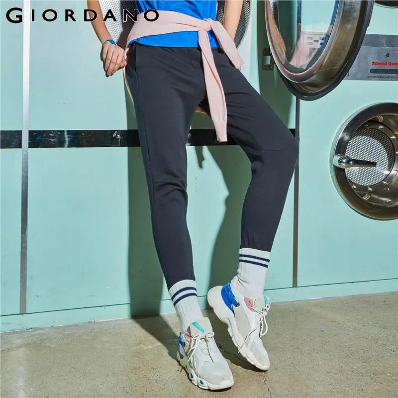 

Giordano Women Joggers Casual Elastic Sweatpants Modern 2017 Ladies Double-side Fabric Pants Female Soft Clothing