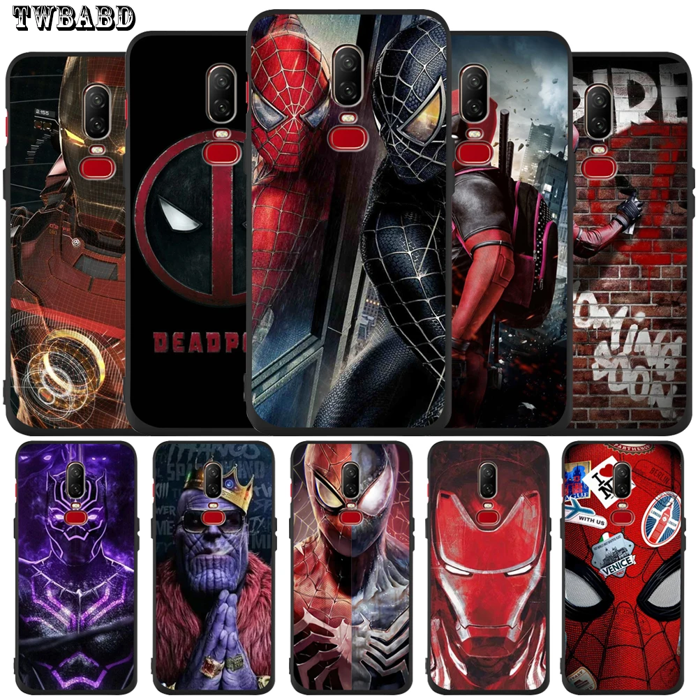 

Soft Silicone Cover for Oneplus 6t 6 5 5t Marvel iron Man Venom Deadpool Spiderman shell TPU Capa phone Case for Oneplus 6 Cover