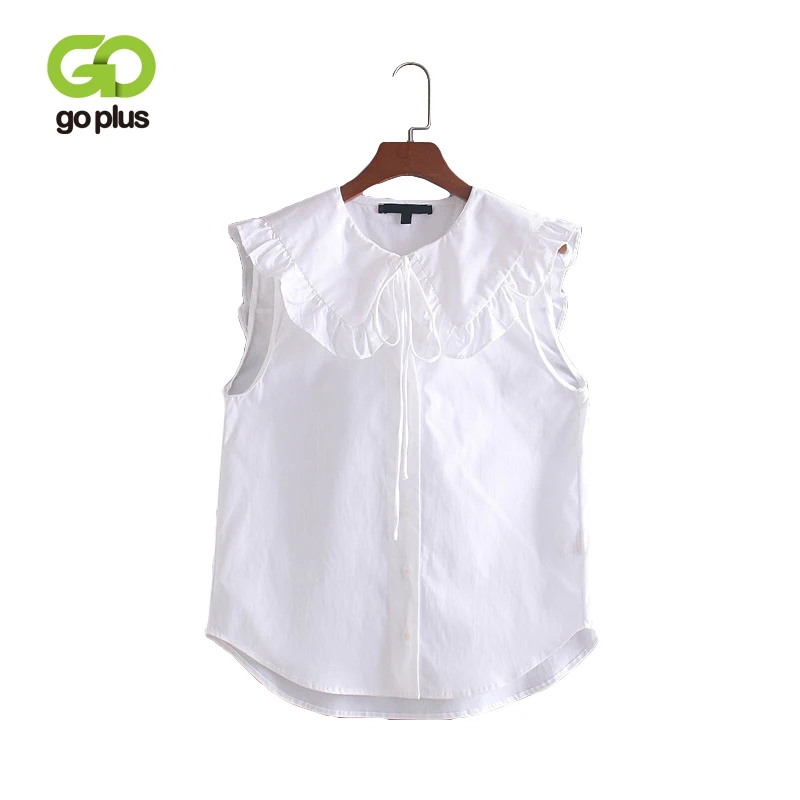 

GOPLUS Women Sweet Peter Pan Collar Blouse Sleeveless White Shirts Chic Ladies Tops Femininas Blusas Femininas Elegante C8992