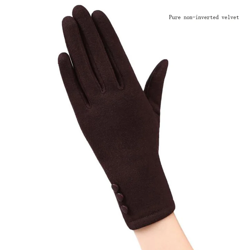Женские перчатки с сенсорным экраном Зимняя мода лук дамы кружева сращивания теплые перчатки рукавицы из кашемира женские наручные перчатки подарок 16A - Цвет: 19B Brown