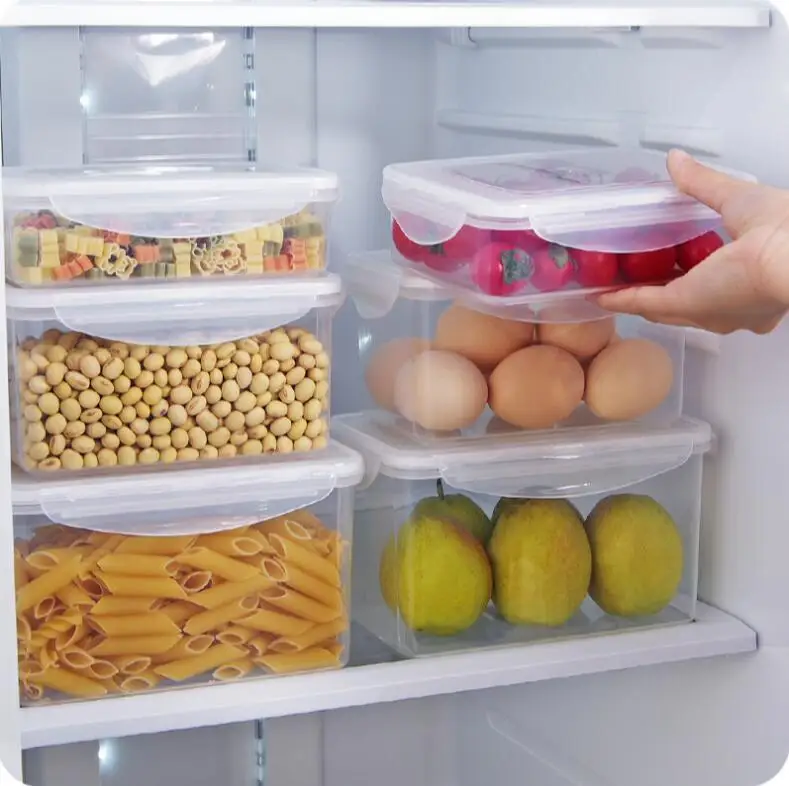 

Fridge Rangement Food Crisper Kitchen Organizer Plastic Food Container Rectangular Sealed Refrigerated Fruit Storage Box