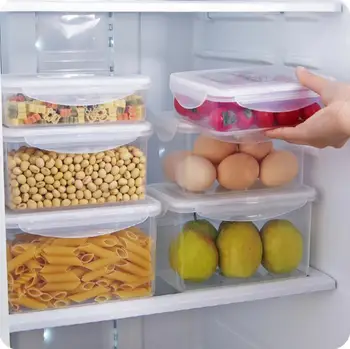 

Fridge Rangement Food Crisper Kitchen Organizer Plastic Food Container Rectangular Sealed Refrigerated Fruit Storage Box