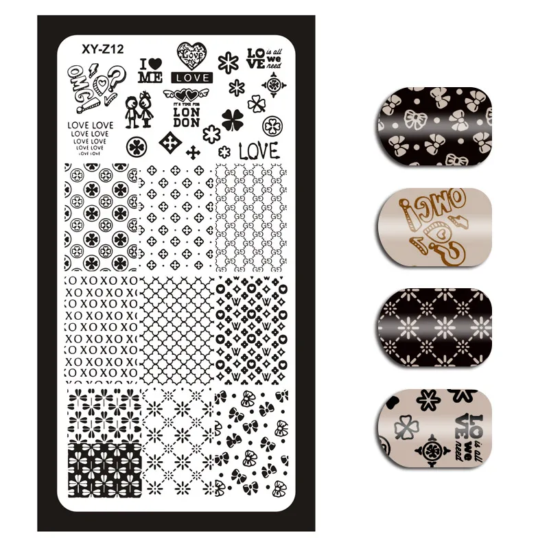 1 шт шаблон для штамповки ногтей большого размера художественный штамп с изображением для ногтей штамповочные пластины трафарет для ногтей 9,5*14,5 см - Цвет: DZXY12