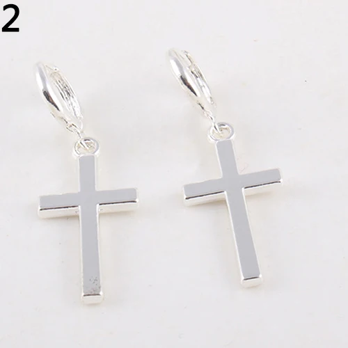 Women Fashion Punk Cross Pendant Cartilage Drop Dangle Earrings Jewelry