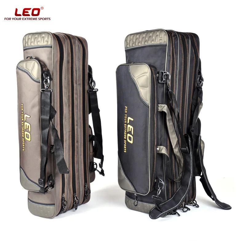 

Leo 1pc Portable S/L Canvas Fishing Bag 3 Layers Waterproof Fishing Rod Reel Bait Lines Storage Bag Fisihng Tools Shoulder Bags