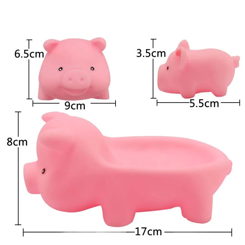 2Pcs Cute Soft Rubber Pink Pig Float Squeeze Sound Dabbling Toys Baby Bath Toys