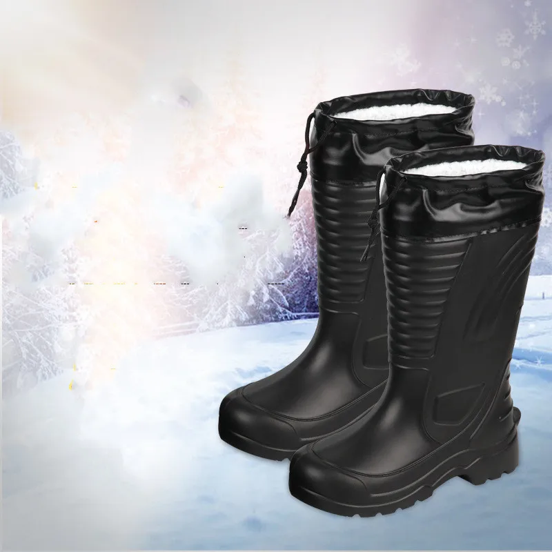 EXCARGO/Мужская зимняя обувь; длинные Водонепроницаемые зимние сапоги; резиновые сапоги; бархатные теплые непромокаемые сапоги из ЭВА; легкая Нескользящая обувь