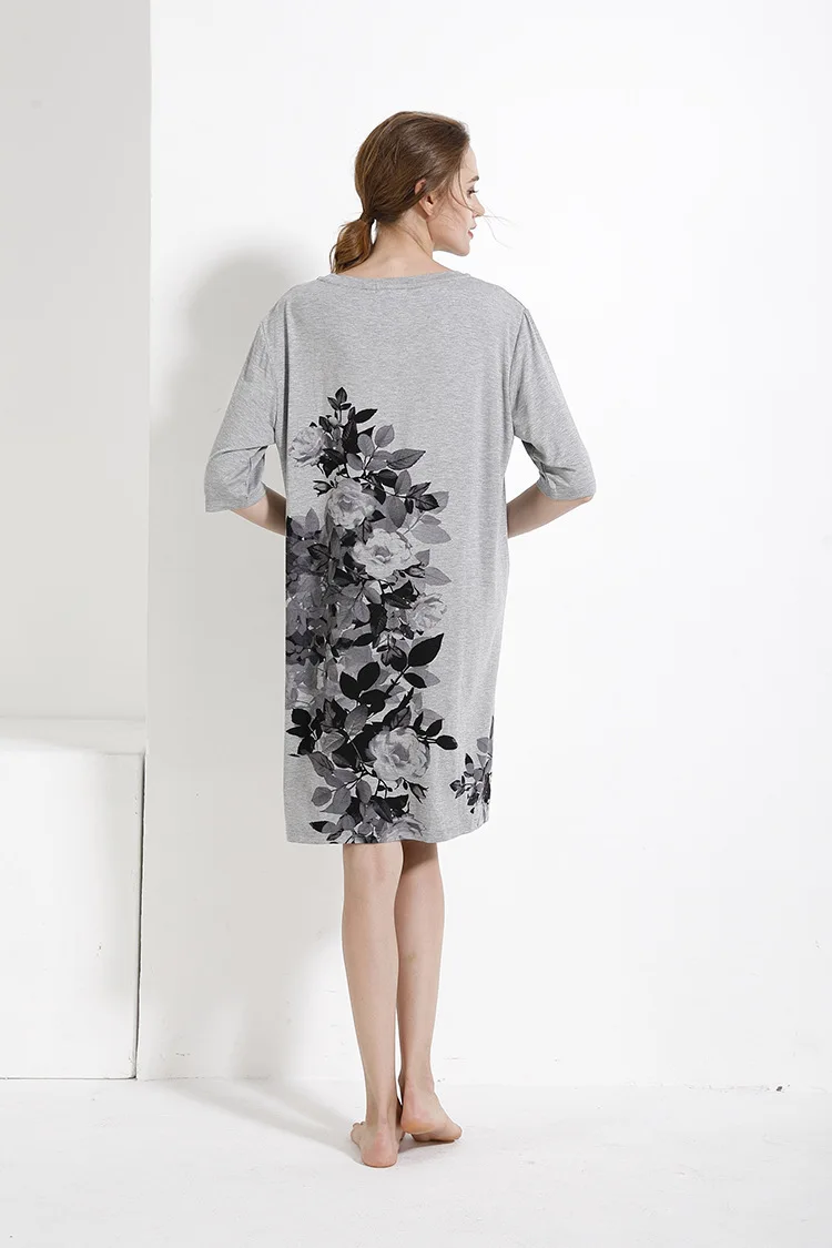 Ночная рубашка yusano, хлопковые ночные рубашки для женщин, плюс размер, чернильный принт, цветок, ночная рубашка, ночное белье, женское белье большого размера, спальное платье