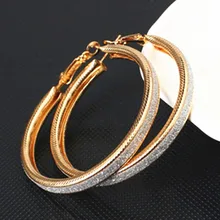 E047 Высокое качество Золотой Серебряный цвет серьги-кольца для женщин Очаровательная большая круглая серьга круга модные вечерние свадебные ювелирные изделия