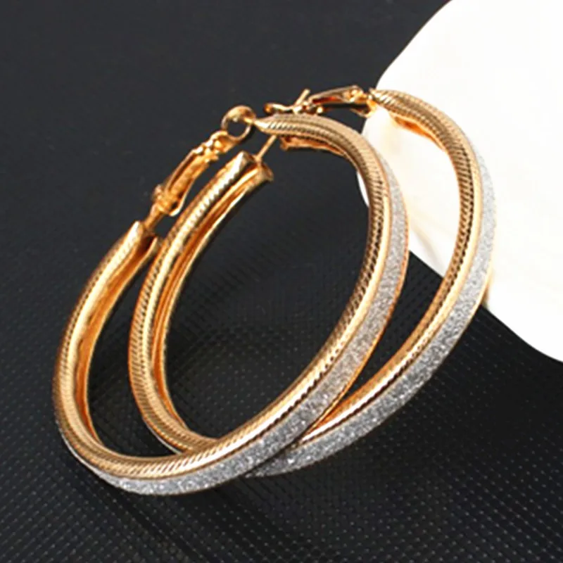 

E047 High Quality Gold Silver Color Hoop Earring For Women Charming Big Large Round Circle Earring Fashion Party Wedding Jewelry