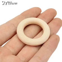10Pcs Nature Wooden Ring Teether Baby Toy Organic Infant Teething Toy Accessories 34mm Natural Beads Garment