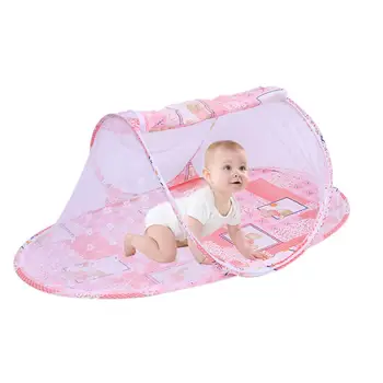 

Pink Collapsible Infant Mosquito Net Cartoon Pattern Ship-shaped Baby Mosquito Net With Zipper Baby Children Bedclothes