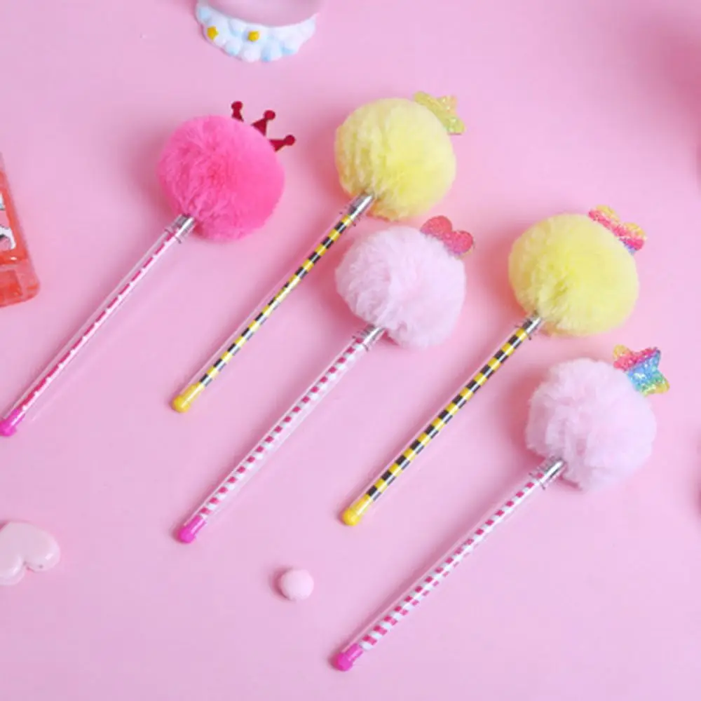 

1PCS Creative Stationery Lovely Hair Ball Neutral Pen 0.5MM Black Water Signature Fluffy Creative Gel Pen