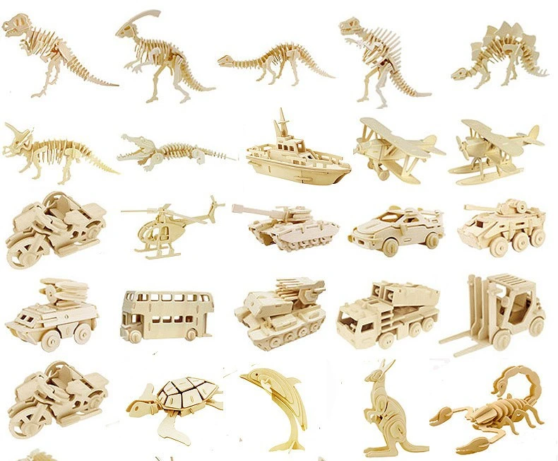 Diy Kids 3d Wooden Puzzles Animal 