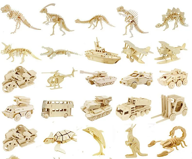 DIY Kids 3D Wooden Puzzles Animal Airplane Model Assembling Building Kits IQ Educational Toys for Children DIY Kids 3D Wooden Puzzles Animal Airplane Model Assembling Building Kits IQ Educational Toys for Children