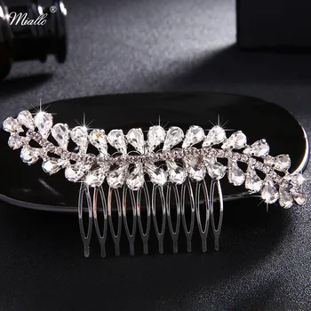 

Miallo Korean Bride Comb Vintage Silver Color Women Rhinestone Crystals Hair Combs Bridal Wedding Hair Jewelry Lady Hairpieces