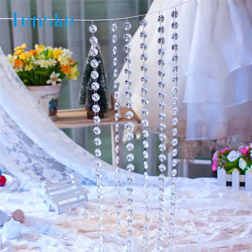TENSKE оттенки 33FT 1 м DIY Свадебный декор занавеска с бриллиантами акриловый кристалл бисером занавеска U70522 LE2