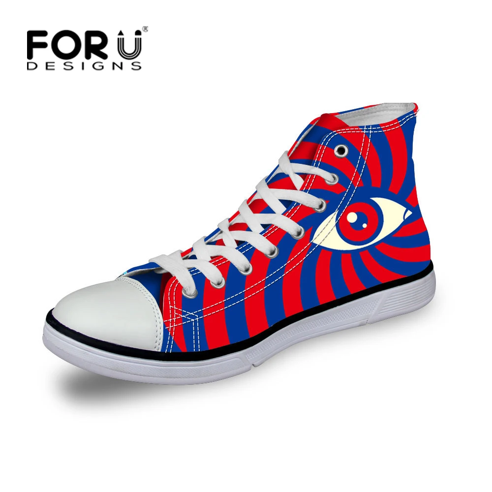 

Brand Women Shoes Red and Blue Stripe High Canvas Shoes Funny Vivid Pupil Casual Breathable Woman Shoes Sapatos Feminino