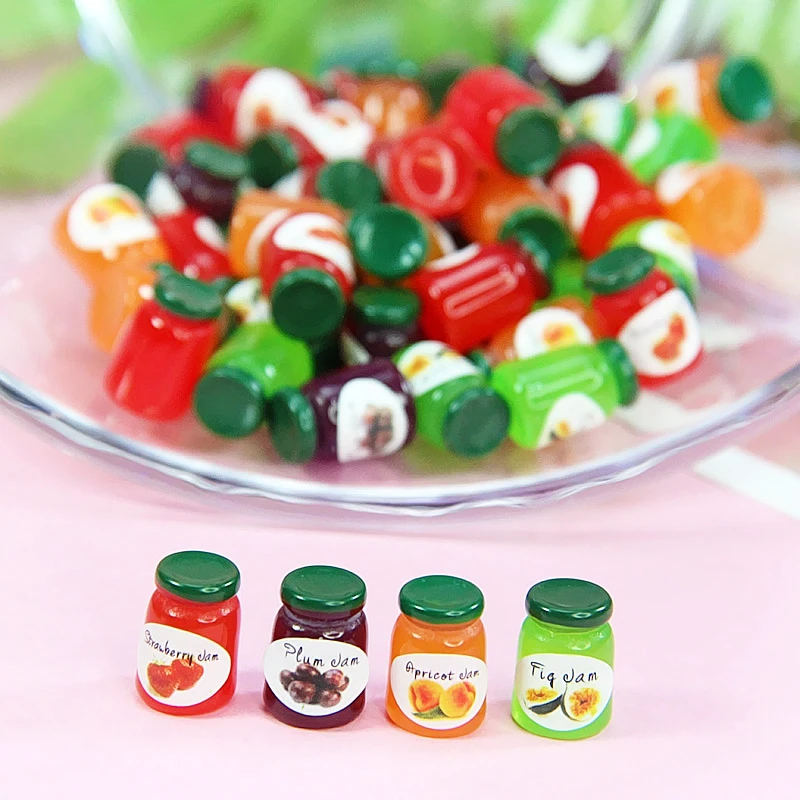 

2pc/10pc Mini Food Juice Jam Cans Bottles Decorations DIY Doll House Kitchen Accessories Simulation Fruit Canned Jam Kids Toys