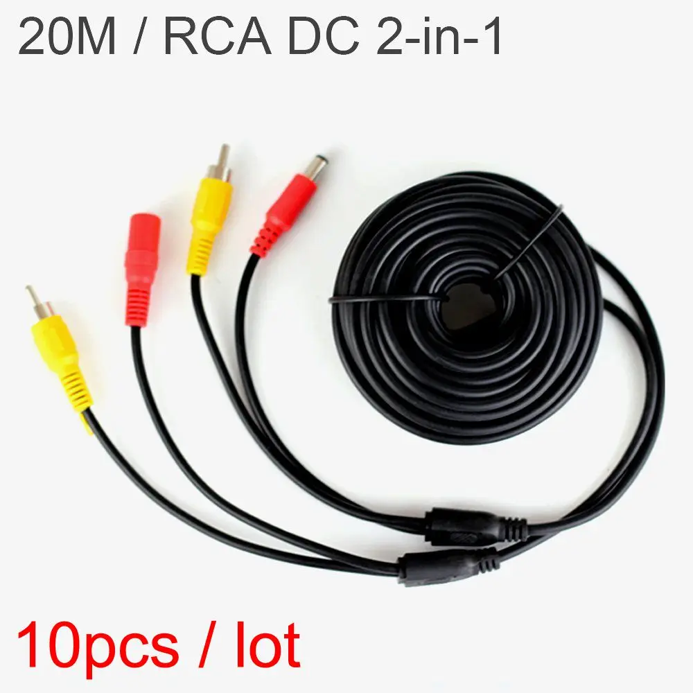 10pcs Car RCA DC Video AV Long Vehicle Extension Cable for Backup