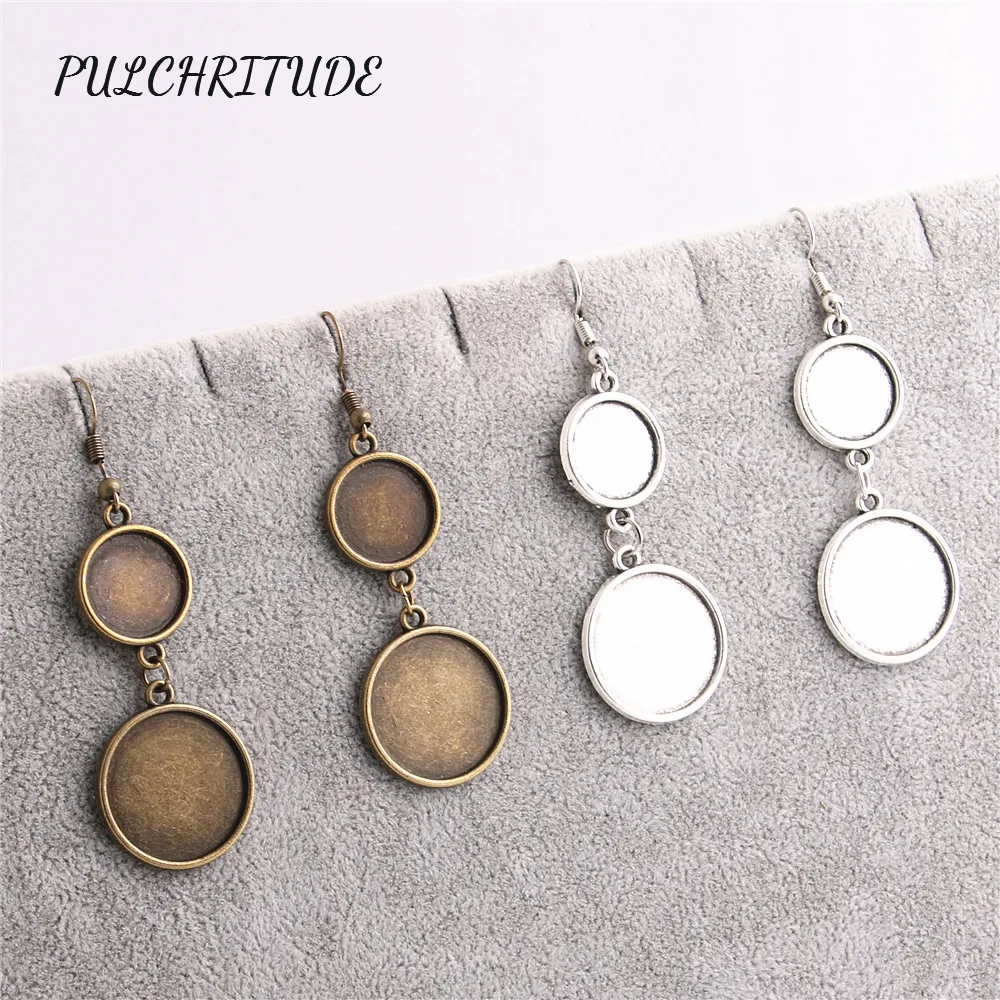 

PULCHRITUDE Metal Alloy Antique Silver 12pcs Fit Round 14mm 20mm Cabochon Settings Diy Earrings Back Diy Jewelry Making C1414