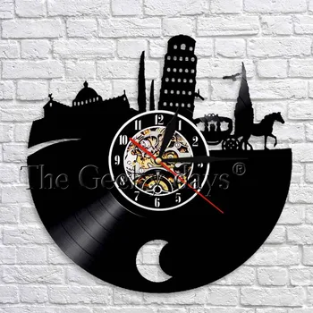 

Torre pendente di Pisa Wall Art Decor Clock Italy Sightseeing Cityscape Leaning Tower of Pisa Vinyl 3D Wall Clock Modern