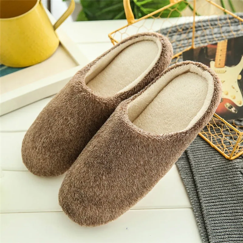 2019 Men Warm Home Plush Soft Slippers Indoors Anti-slip Winter Floor Bedroom Shoes Mans footwear men shoes 40JA2951