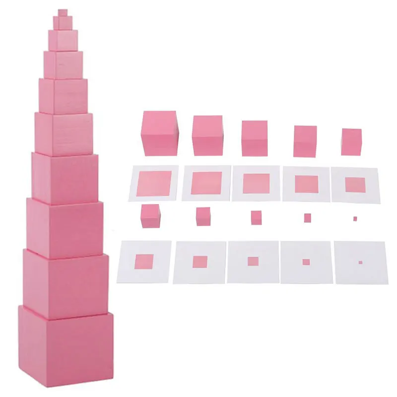 Montessori Paper Pink card and Pink tower Baby Toy Early Childhood Education Preschool Kids Educational Children Gift G2064Z Montessori Paper Pink card and Pink tower Baby Toy Early Childhood Education Preschool Kids Educational Children Gift G2064Z