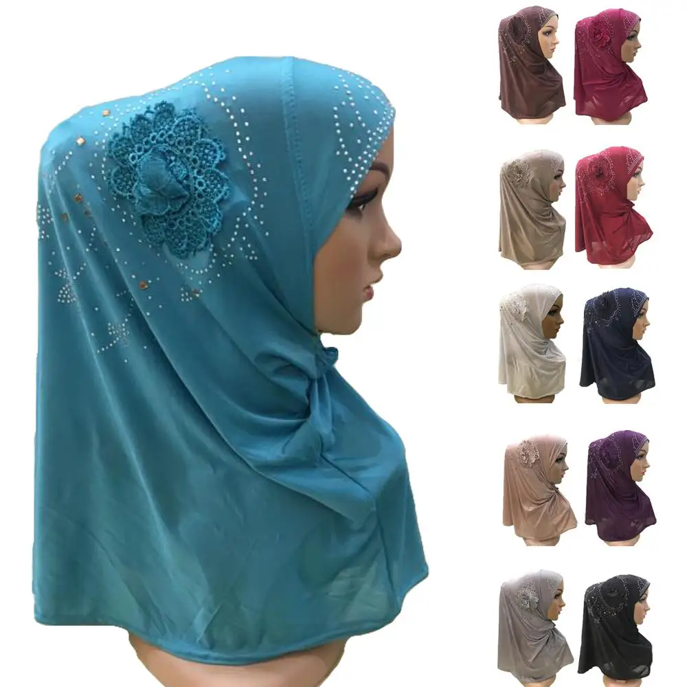 Мусульманские женские цветочные горячие бурения длинный шарф хиджаб головной убор Amira головной убор крышка исламский головной платок