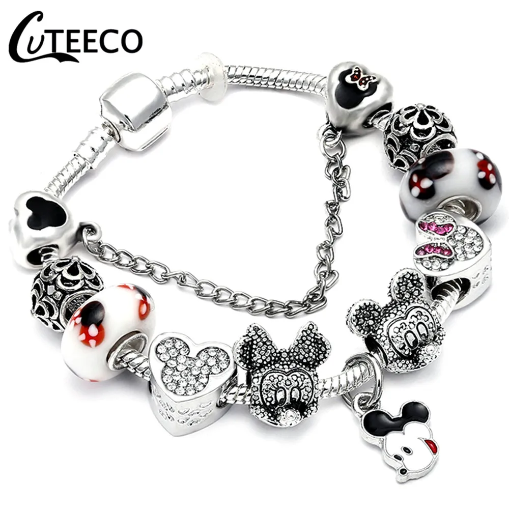 CUTEECO Микки Минни бусы очаровательные браслеты для женщин популярный дизайн подходят бренд браслеты женские ювелирные изделия подарок - Окраска металла: G
