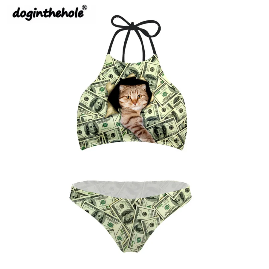 

Doginthehole Bkini Swimsuit Girls Bathing Suit Bikini Set New Cute Cat Swimsuit Swimwear For Teenagers Stroje Kapielowe Damskie