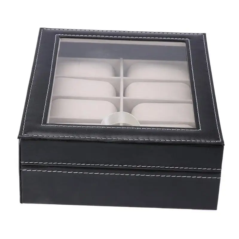 Высокое качество наручные часы дисплей коробка из искусственной кожи 10 слотов держатель для хранения Органайзер чехол для часов ювелирные изделия диспай коробка для часов