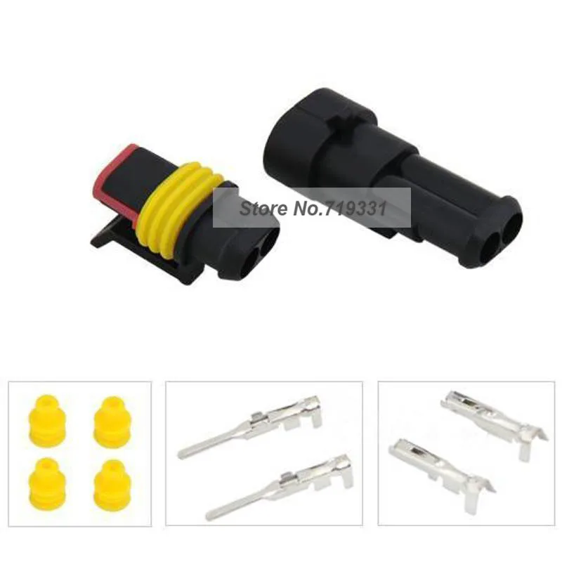 

10 Kit 2 Pin Way Sealed Waterproof Electrical Wire Connector Plug Terminal Set
