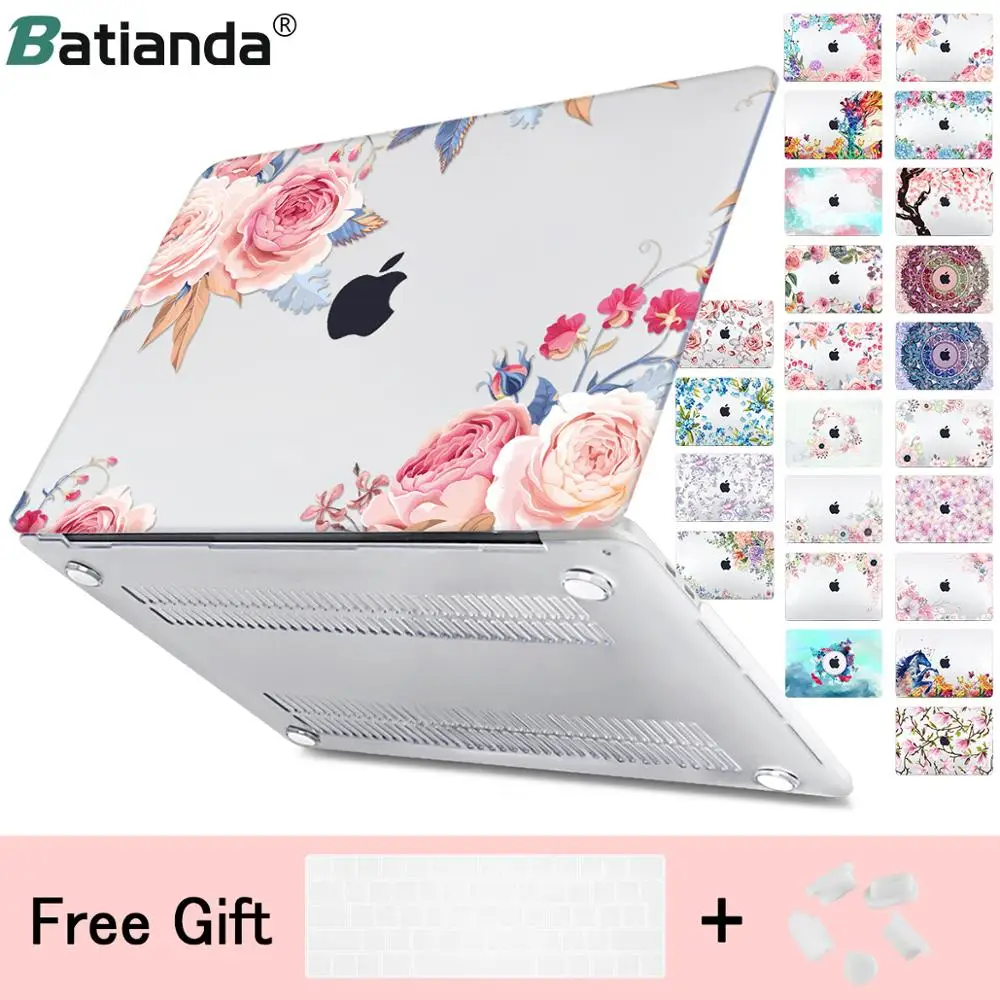 Online Impresión Floral duro caso para Macbook Pro Retina 11 12 13 15 aire Pro 15 16 2019 A2141 A1932 A1989 Touch bar cubierta de cristal