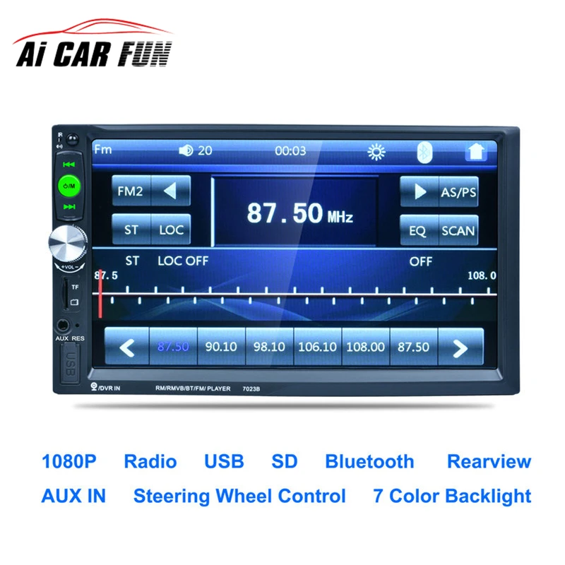 

7023B Car MP5 Player 7" Touch Screen In Dash Bluetooth Car Stereo Radio MP5 Player Support FM USB SD Aux Rear View Camera Input