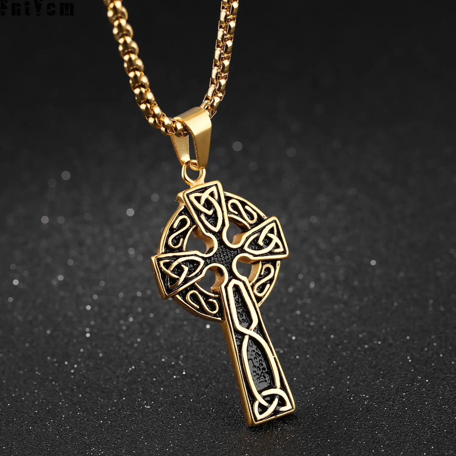 

Fashion Gold And Silver Celtic Orthodox Cross Stainless Steel Charm Men's Pendant Cool Necklace Charms Thomas Style Saints Row