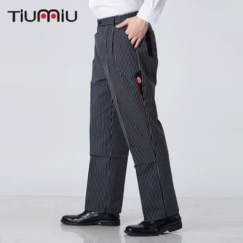

Stripe Men Wholesale Restaurant Kitchen Food Service Bakery Coffee Shop Work Wear Pants Chef Waiter Cooker Trousers Chef Uniform